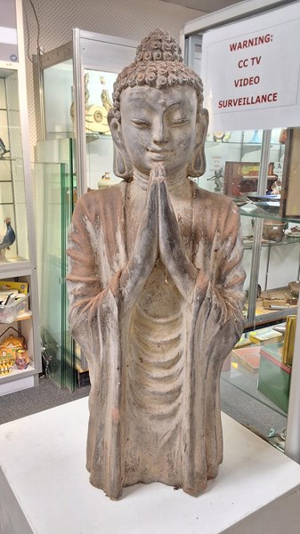 Lot 1396 - TERRACOTTA BUDDHA FIGURE