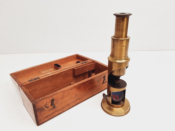 Lot 1387 - BRASS FIELD MICROSCOPE