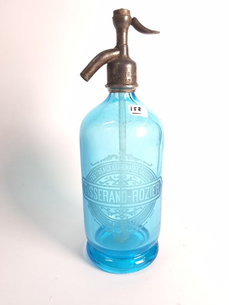 Lot 1295 - BLUE GLASS SODA SYPHON