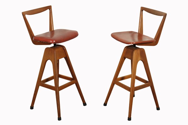 Lot 51 - PAIR OF "DANISH" BAR STOOLS