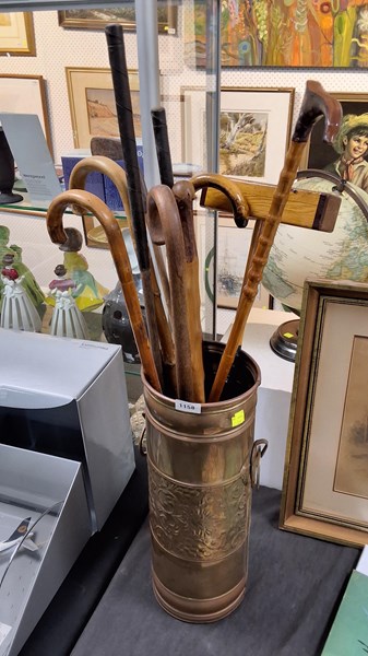 Lot 1158 - WALKING STICKS AND VASE