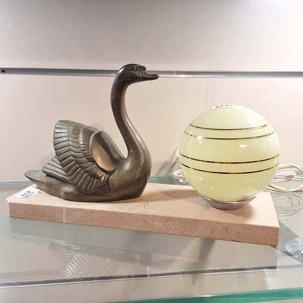 Lot 1263 - ART DECO SWAN LAMP