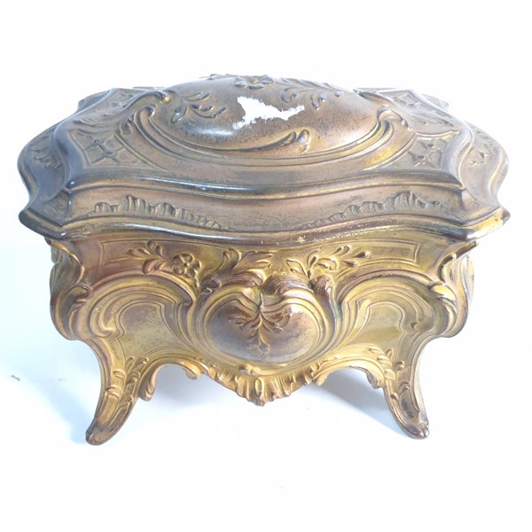 Lot 1211 - CAST METAL JEWELLERY BOX