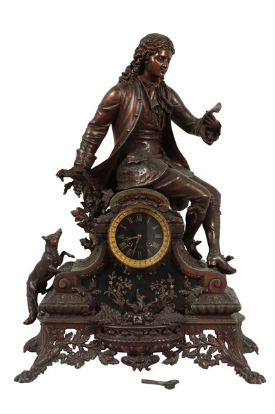 Lot 178 - SPELTER MANTEL CLOCK