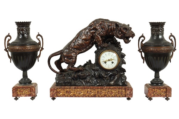 Lot 239 - GARNITURE CLOCK SET