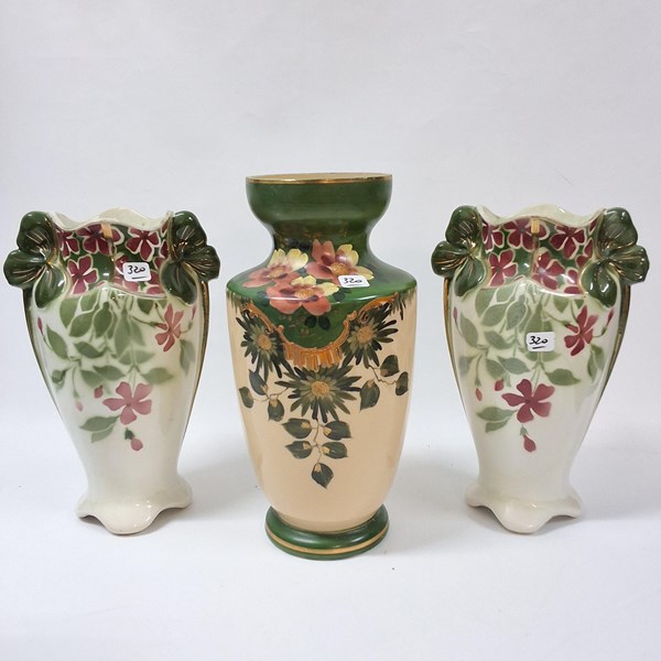 Lot 1200 - FLORAL DECORATED VASES