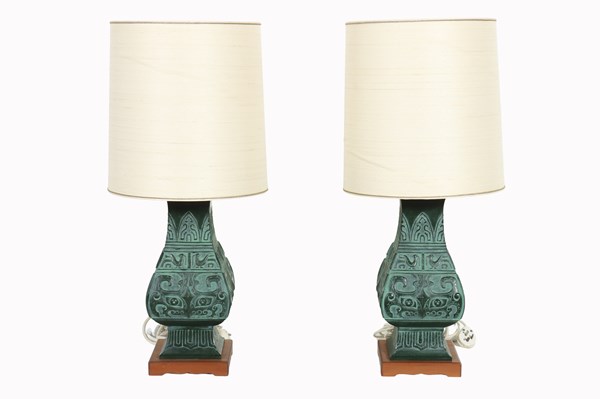 Lot 50 - PAIR OF CHINOISERIE LAMPS