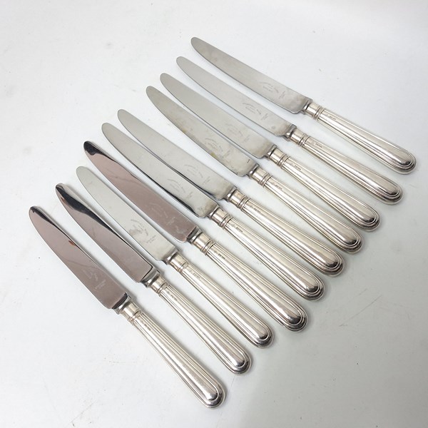Lot 1083 - STERLING SILVER HANDLED KNIVES