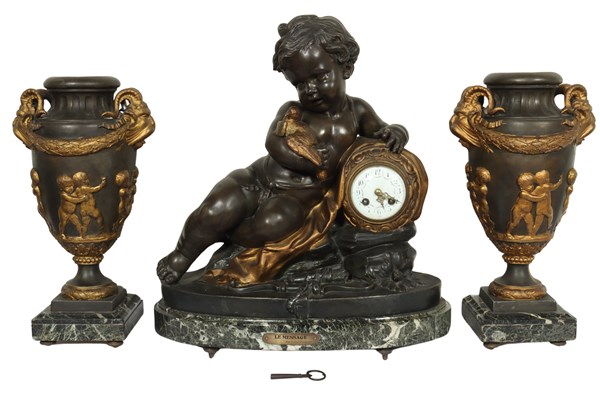 Lot 141 - GARNITURE CLOCK SET