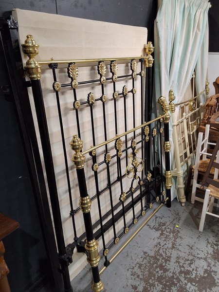 Lot 111 - BRASS AND IRON BED