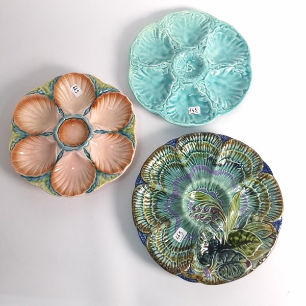 Lot 1297 - MAJOLICA OYSTER PLATES