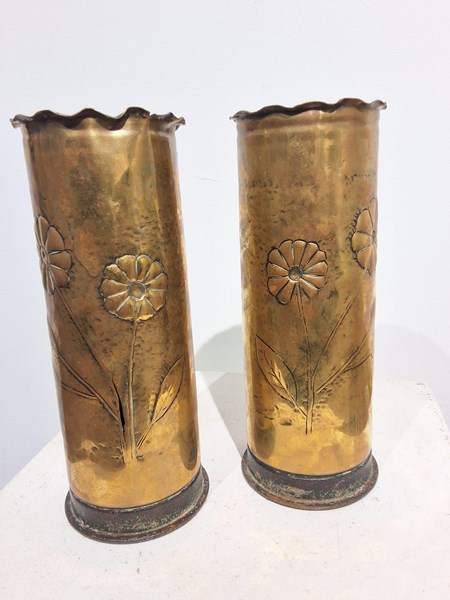 Lot 1274 - PAIR OF TRENCH ART VASES