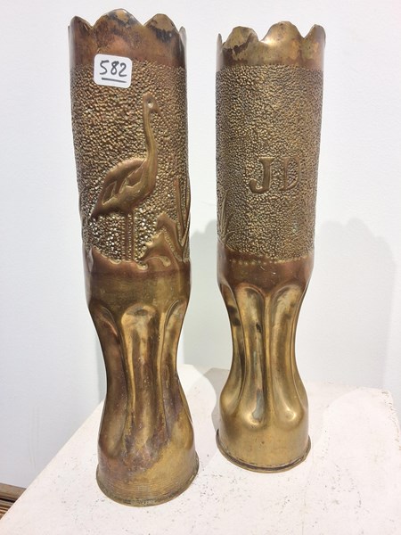 Lot 1371 - PAIR OF TRENCH ART VASES