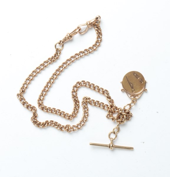 Lot 1009 - GOLD WATCH CHAIN