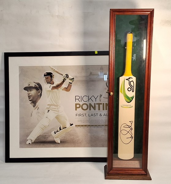 Lot 1152 - RICKY PONTING BAT & FRAME