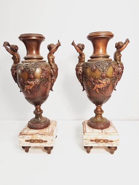 Lot 1006 - BRONZE AND MARBLE GARNITURES