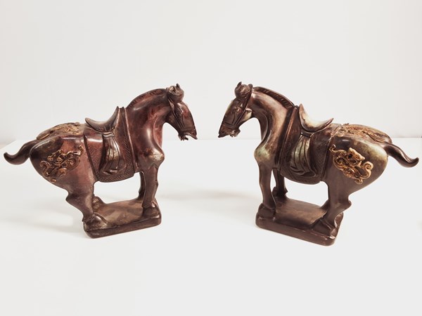 Lot 1003 - PAIR OF ARCHAIC STYLE HORSES