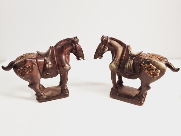 Lot 1293 - PAIR OF ARCHAIC STYLE HORSES