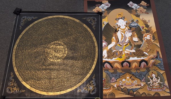 Lot 1406 - TIBETAN THEMED CANVASES