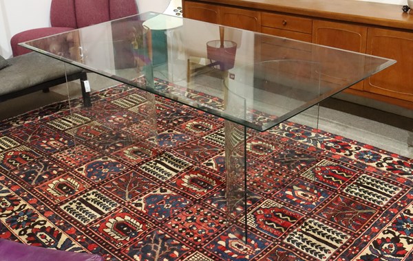 Lot 195 - GLASS DINING TABLE