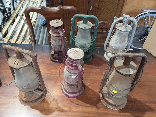 Lot 218 - SIX HURRICANE LAMPS