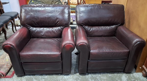 Lot 13 - LEATHER ARM CHAIRS