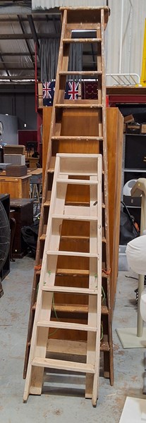 Lot 374 - VINTAGE A-FRAME LADDERS