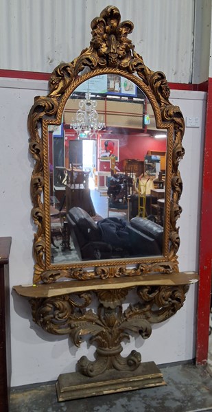 Lot 1 - MIRROR AND CONSOLE