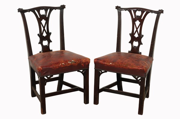 Lot 11 - PAIR OF IRISH CHIPPENDALE CHAIRS