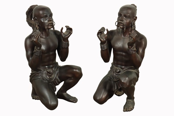 Lot 49 - PAIR OF CROUCHING FIGURES