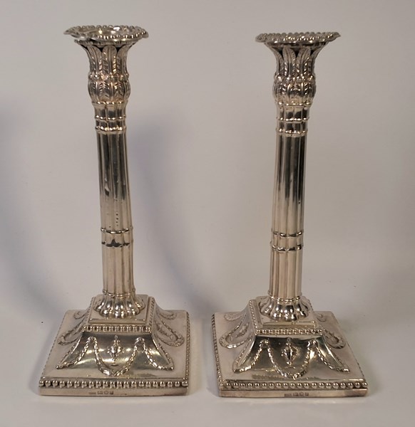 Lot 1011 - SILVER CANDLESTICKS