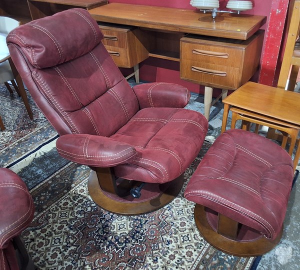 Lot 13 - RECLINER AND STOOL