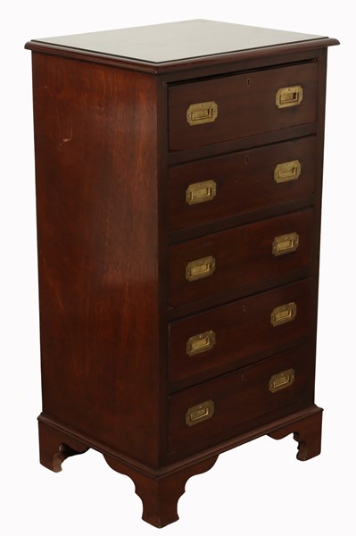 Lot 139 - CAMPAIGN CHEST OF DRAWERS