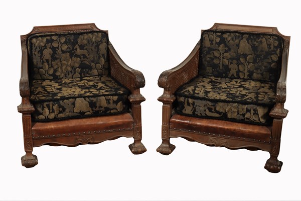 Lot 61 - PAIR OF BERGERE ARMCHAIRS