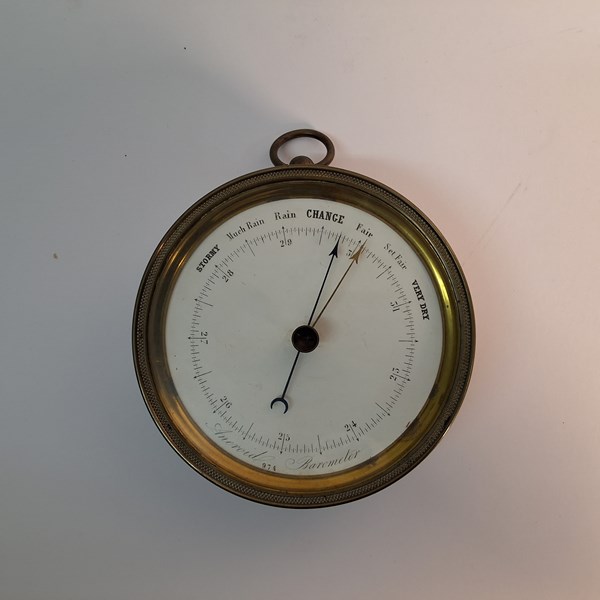 Lot 1354 - BRASS BAROMETER