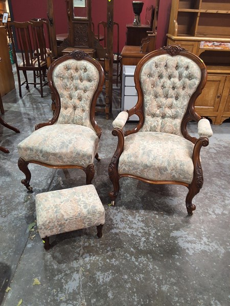 Lot 149 - GRANDFATHER AND GRANDMOTHER CHAIR