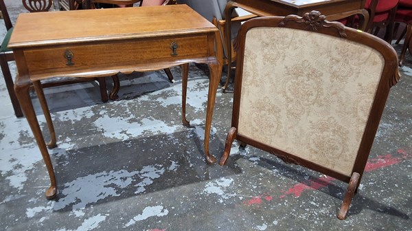 Lot 93 - SIDE TABLE AND FIRE SCREEN