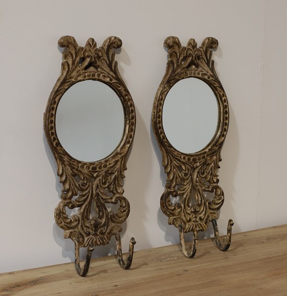 Lot 58 - MIRROR AND COAT HOOKS