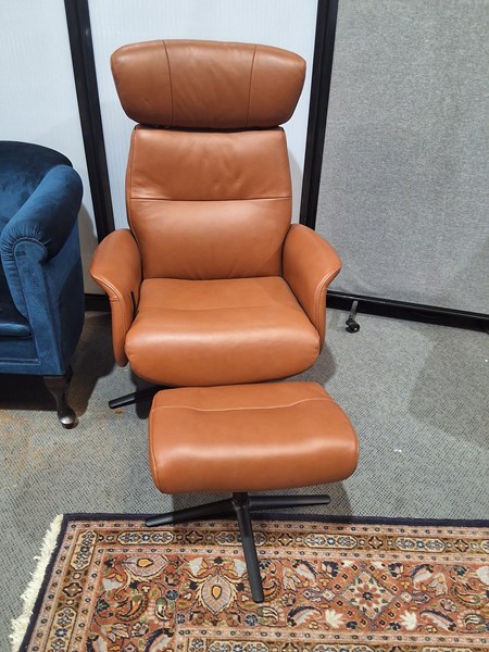 Lot 405 - ARMCHAIR AND STOOL