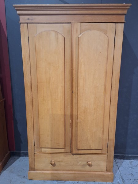 Lot 128 - SCRUBBED PINE WARDROBE