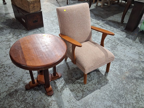 Lot 196 - SIDE TABLE AND ARMCHAIR