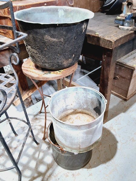 Lot 263 - RUSTIC COPPER & BRASS POTS