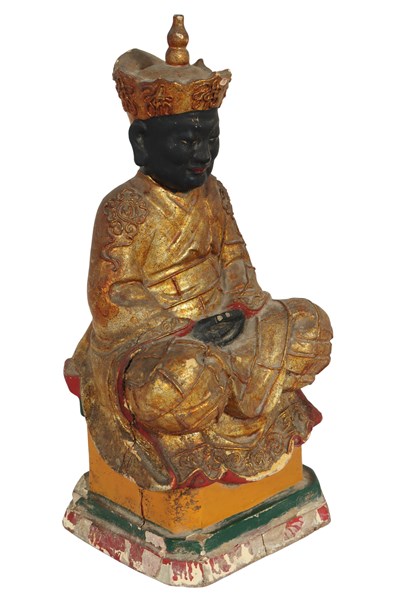 Lot 26 - CHINESE CARVED DEITY FIGURE