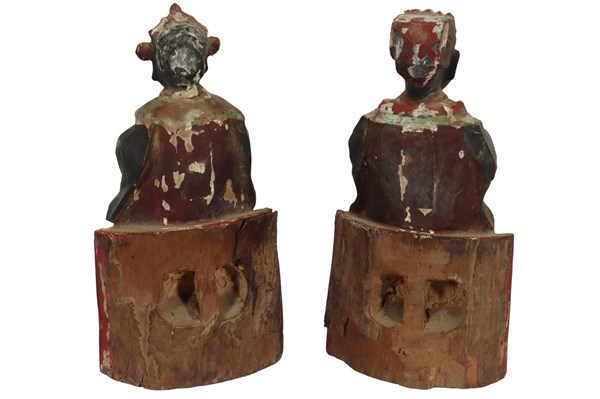 Lot 22 - TWO CHINESE CARVED POLYCHROME FIGURES