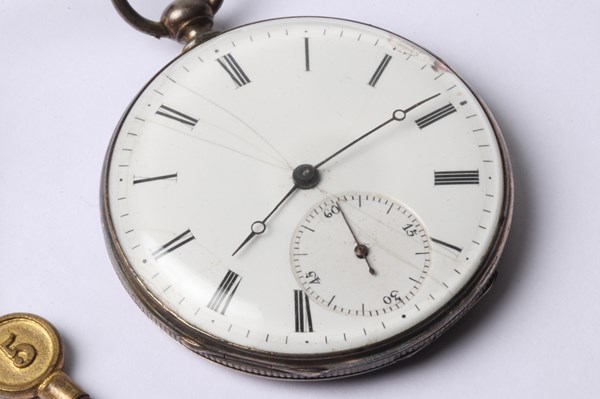 Lot 1055 - SILVER FOB WATCH