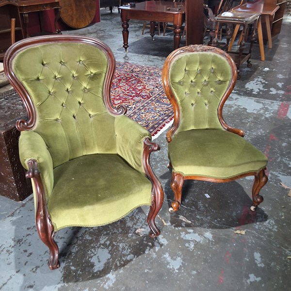 Lot 160 - GRANDMOTHER AND GRANDFATHER CHAIRS