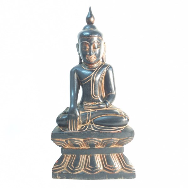 Lot 1408 - TIMBER BUDDHA FIGURE