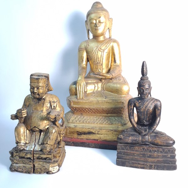 Lot 1385 - THREE SEATED FIGURES