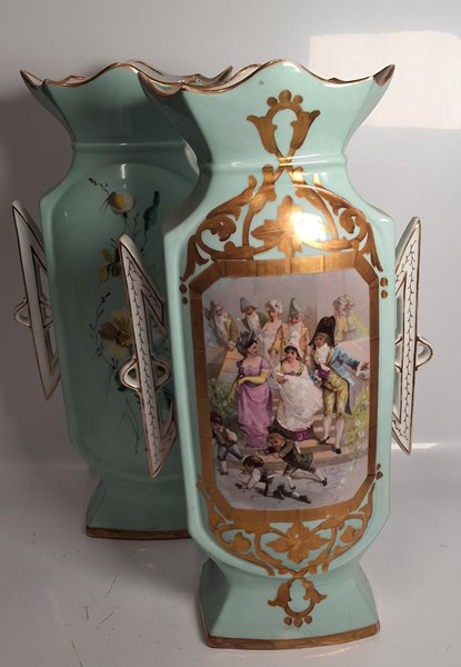 Lot 1301 - Pair of French styled vases, 45cm tall. A/F to...