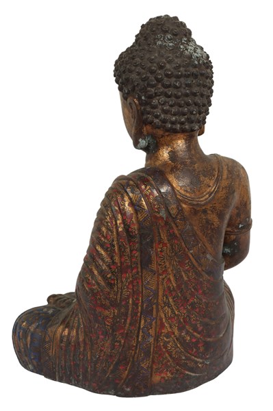 Lot 18 - LARGE GILT BRONZE TIBETAN BUDDHA